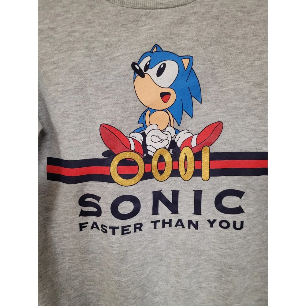 Sonic the Hedgehog Boys Gray Sweatshirt Faster Than You Graphic‎ Pullover Size M